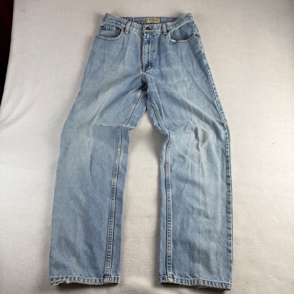 LL Bean Classic Fit Light Wash Straight Leg‎ High Rise Denim Jeans 12 M/T 30x30